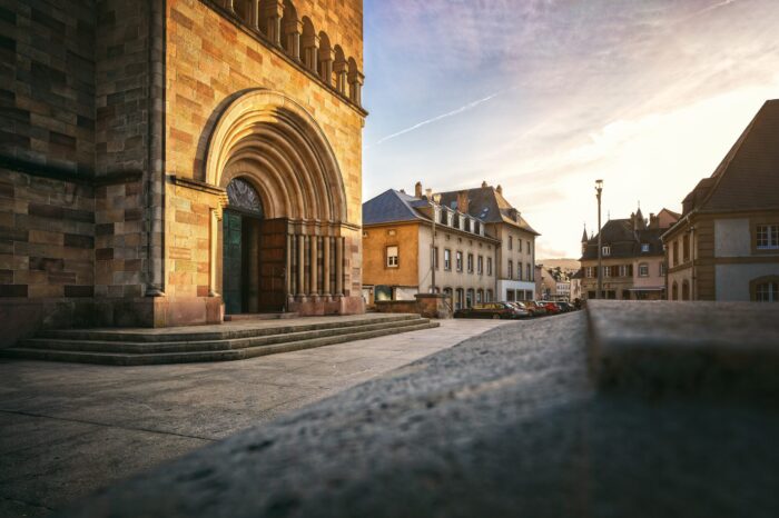 Photographic Print Poster Building Church Houses Facade Urban Road Street