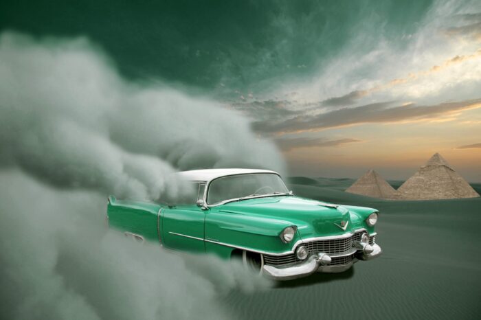 Photographic Print Poster Car Cadillac Vintage Green Old