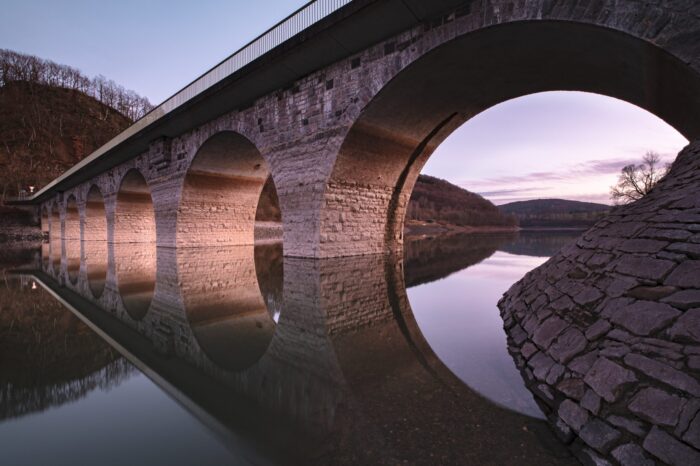 Poster Bridge River Reflection Water Architecture Arches