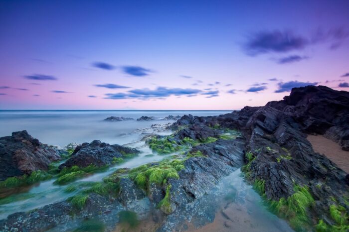 Beach Rocks Mediterranean Sea Maritime Clouds