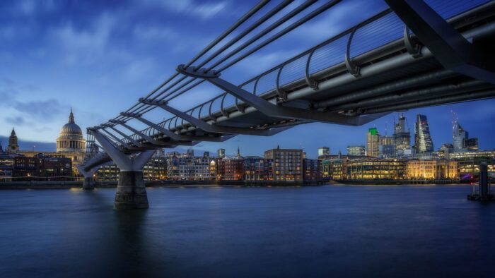 London Blue Hour England Travel City Night Sky Bridge