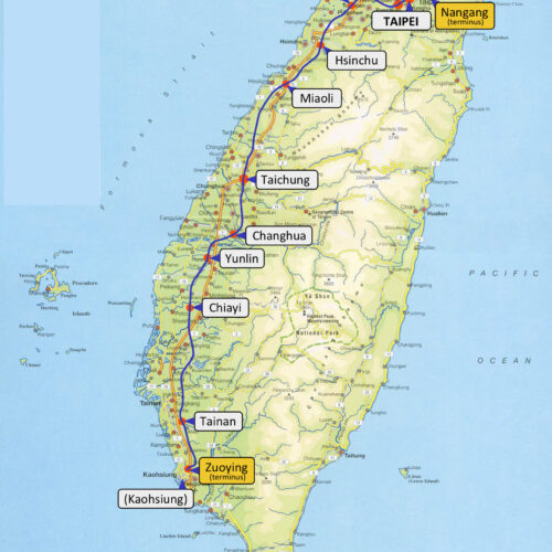 18x24in Poster Taiwan's High-Speed Rail Line Map