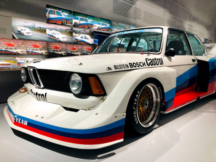 White Red BMW Racing Car showroom Photo Print Poster