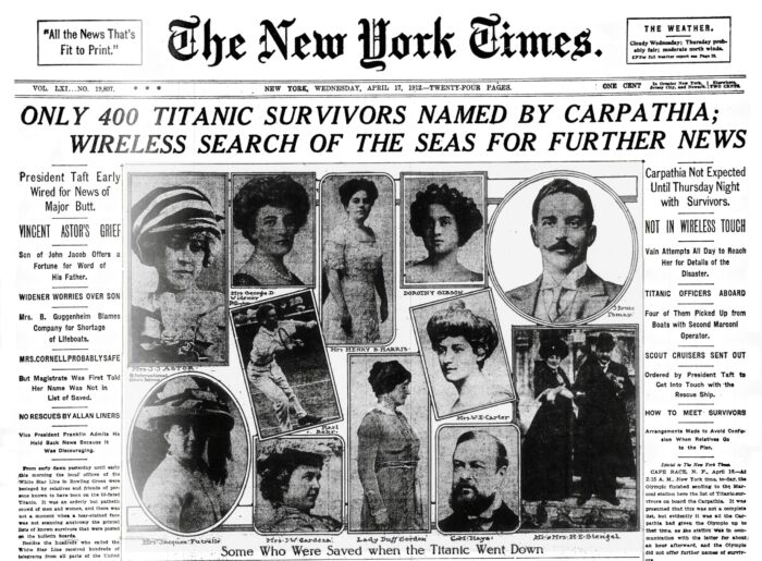 Photographic Print Poster 400 Survivors the Titanic went down The New York Times