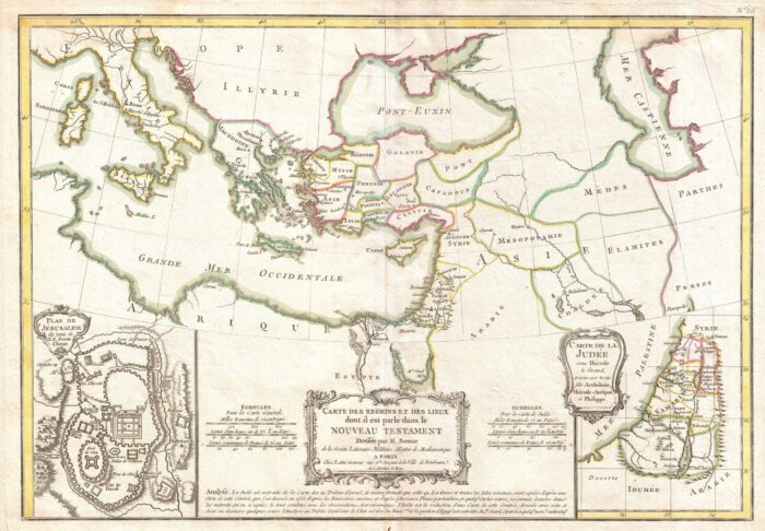 34x24in Poster 1771 Bonne Map of the New Testament Lands, w- Holy Land and Jerusalem - Geographicus