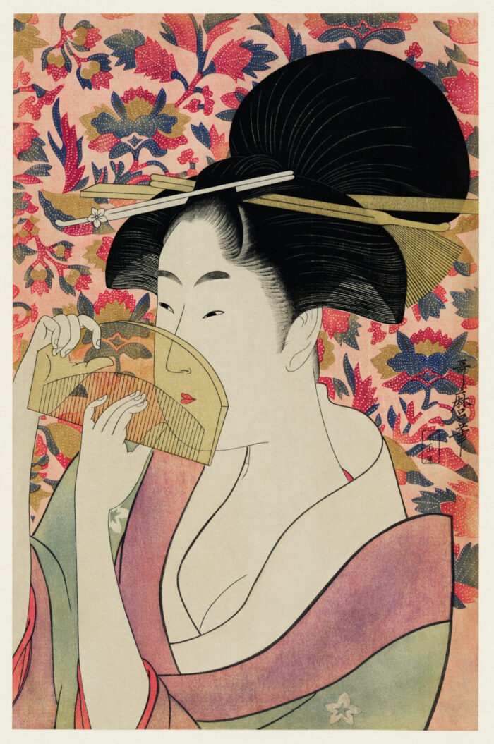 Kitagawa Utamaro woman portrait holding a comb