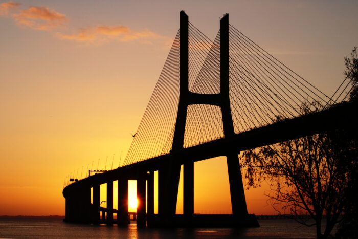 Ponte Vasco da Gama Bridge at Sunrise Portugal