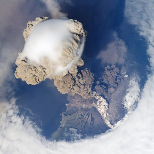 Sarychev Peak Eruption Poster – Kamchatka Volcano Aerial Photo Print