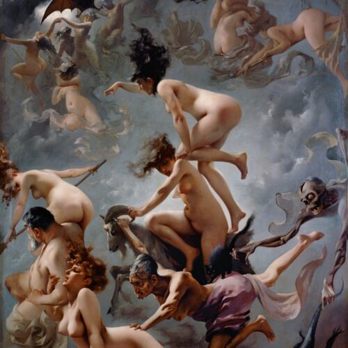 Witches Going to Their Sabbath painting by Luis Ricardo Falero - vintage wall art poster