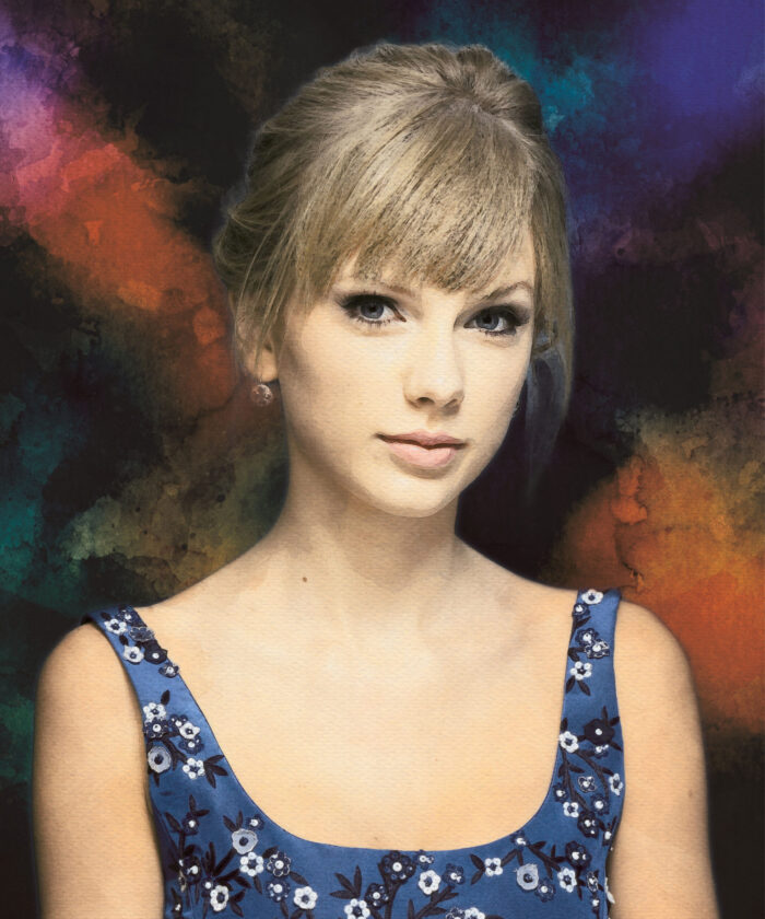 Taylor Swift Watercolor Composition, Cover, Pop Singer