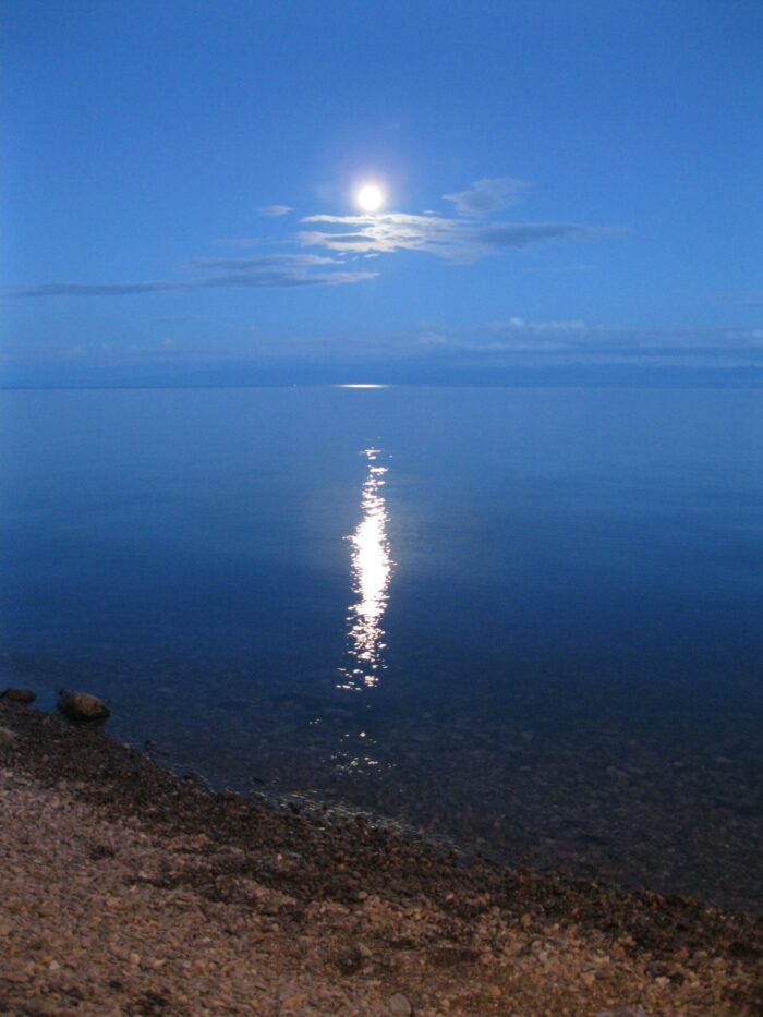 Moon on lake Baikal