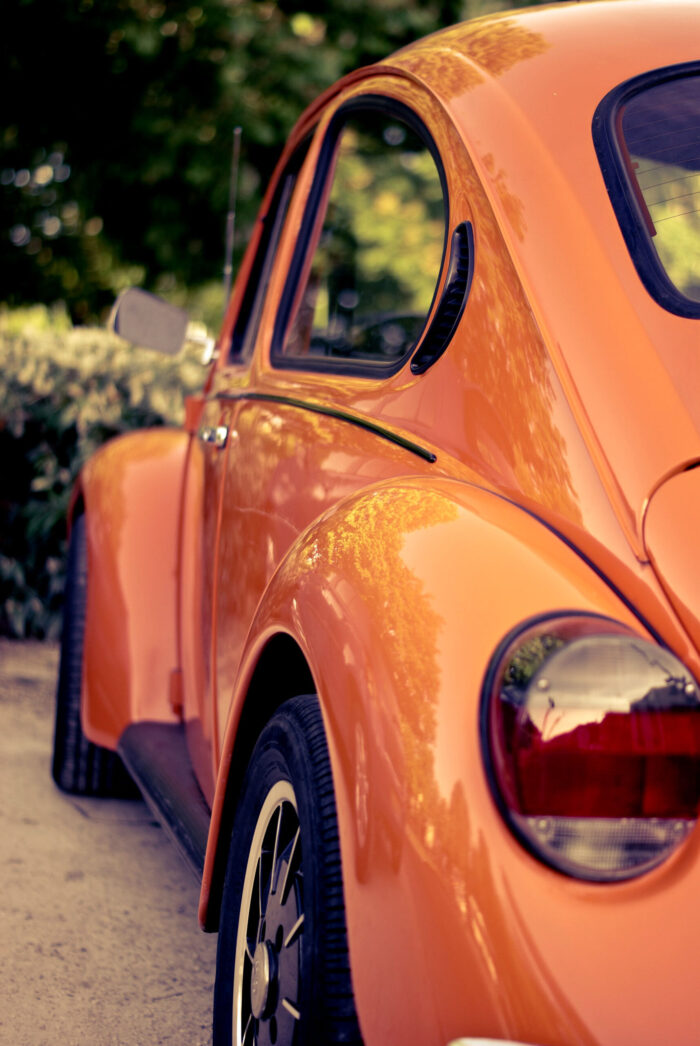 Orange Volkswagen Beetle Photographic Print Poster