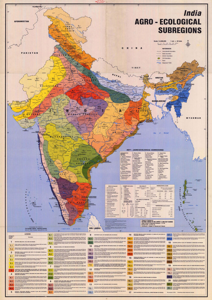 24"x34" Mapindia Agro-Ecological Subregions