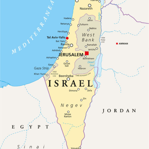 24"x34" Israel political map Middle East