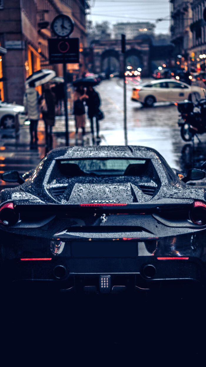 Black Ferrari On Road During Daytime Photographic Print Poster