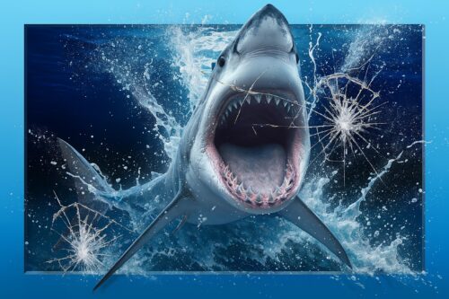 Killer Megalodon Shark Large Poster Wildlife – Braking Aquarium Glass