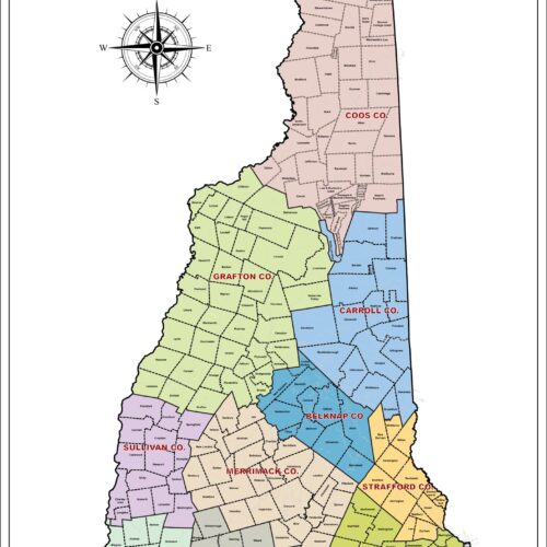 24"x36" Map of State of New Hampshire with Counties and Towns