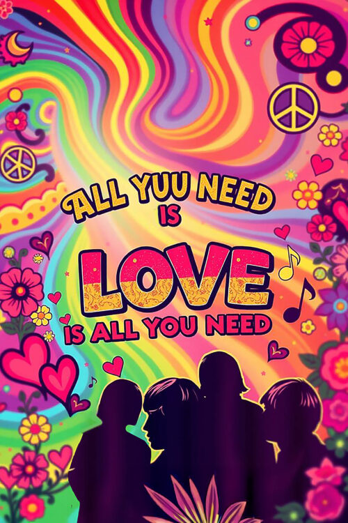 All You Need Is Love Poster Reproduction – Psychedelic 60s Retro The Beatles Wall Art