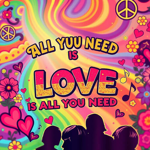 All You Need Is Love Poster Reproduction – Psychedelic 60s Retro The Beatles Wall Art