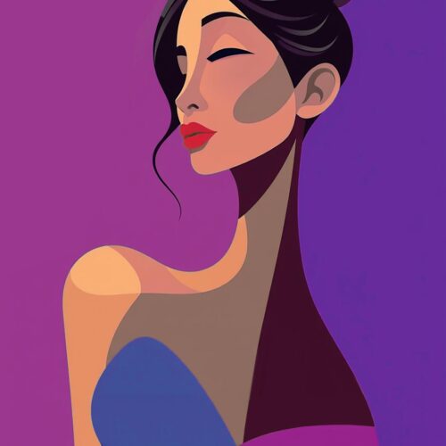 Woman in Purple Hues - Abstract Portrait Art Print