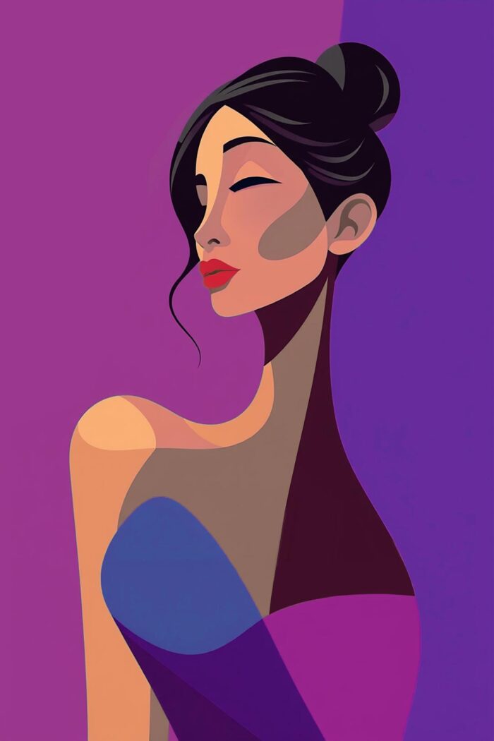 Woman in Purple Hues - Abstract Portrait Art Print