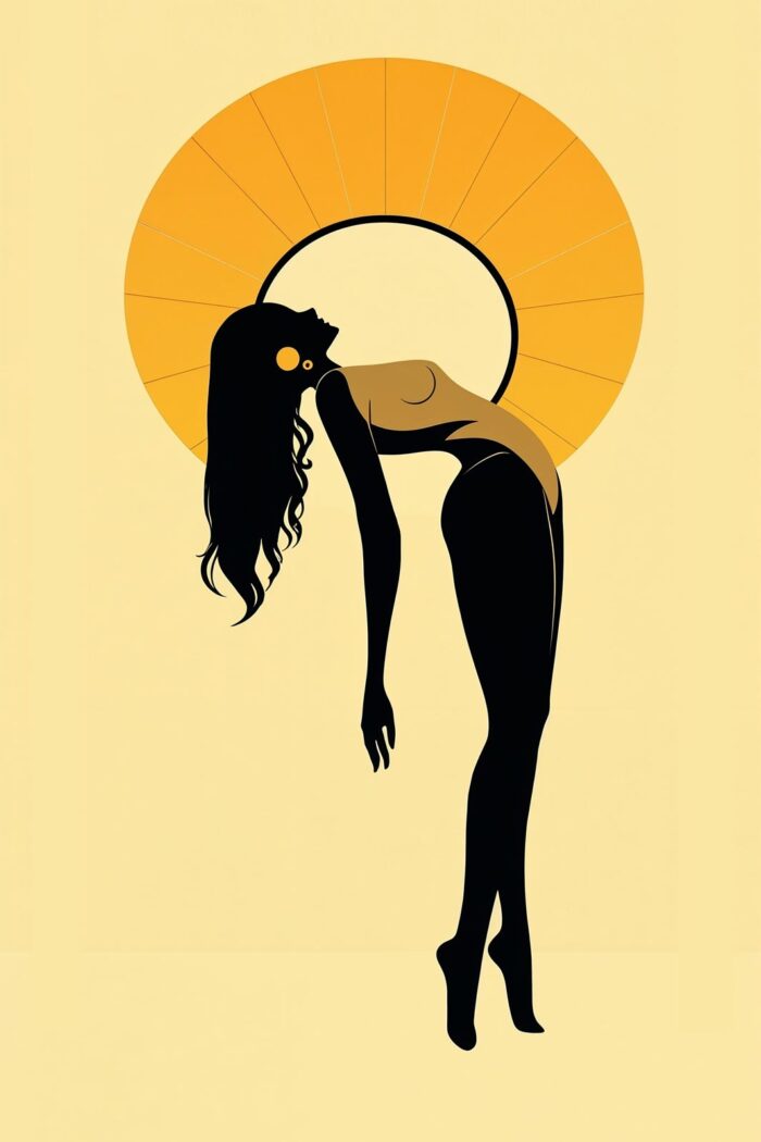 Silhouette with Golden Halo – Modern Art Poster