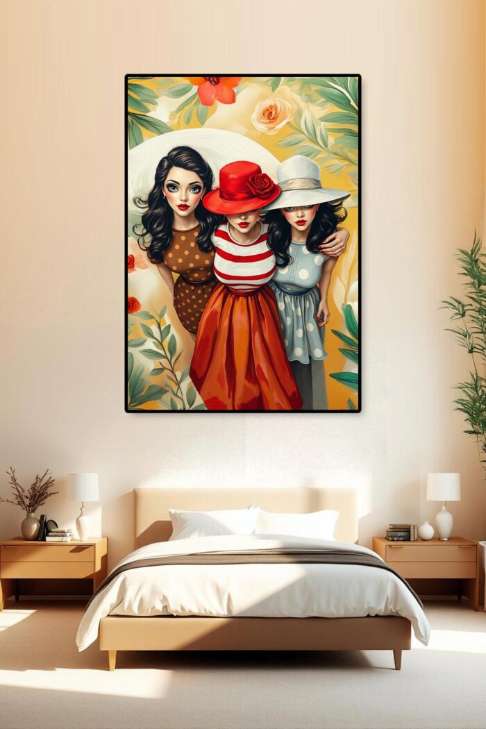 Retro Pop Art Poster – Chesty Seductive Trio of Stylish Pinups - Image 2