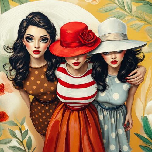 Retro Pop Art Poster – Chesty Seductive Trio of Stylish Pinups