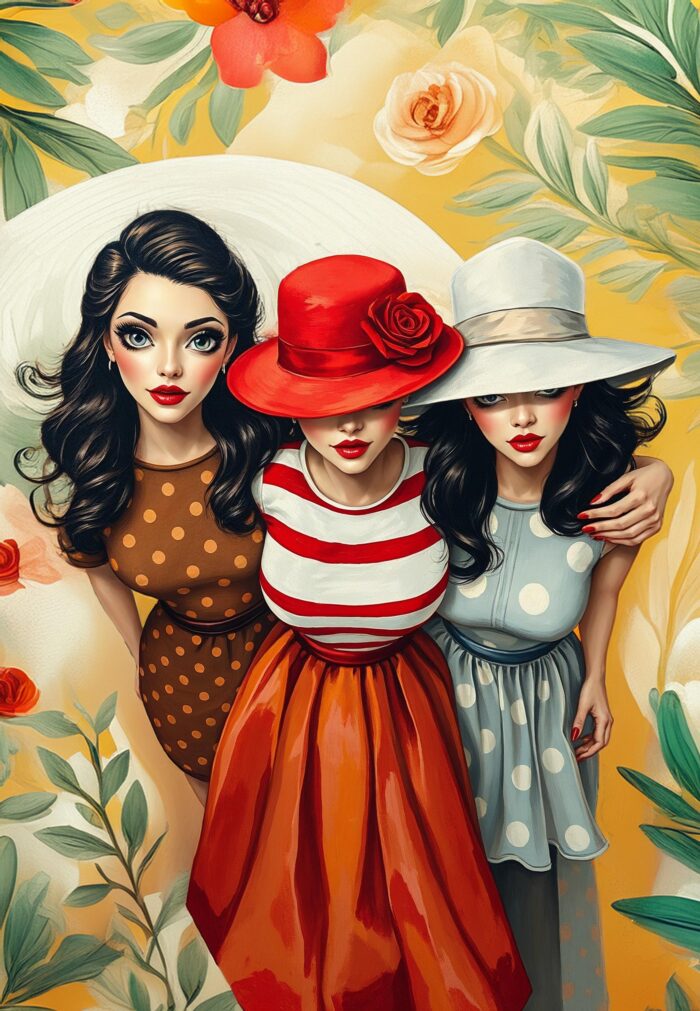 Retro Pop Art Poster – Chesty Seductive Trio of Stylish Pinups