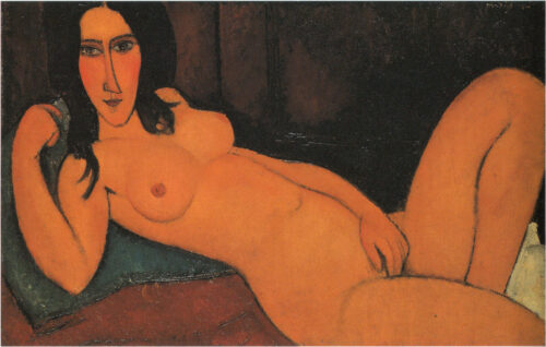 Amedeo Modigliani- Reclining Nude with Hair Taken Down 1917