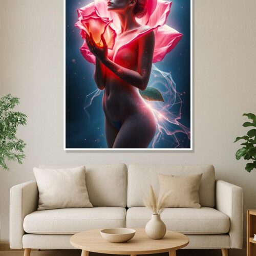 Blossom of Desire – Ethereal Floral Goddess Poster