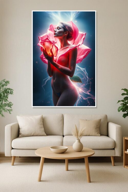 Blossom of Desire – Ethereal Floral Goddess Poster