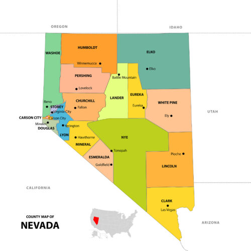 Nevada County Map with Cities