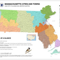 Image of 36x24in Massachusetts map with color-coded counties, showing the distinct colors for each county