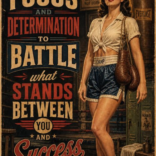 "Bold black and white typographic wall art with a hard-hitting motivational quote about focus, determination, and success."