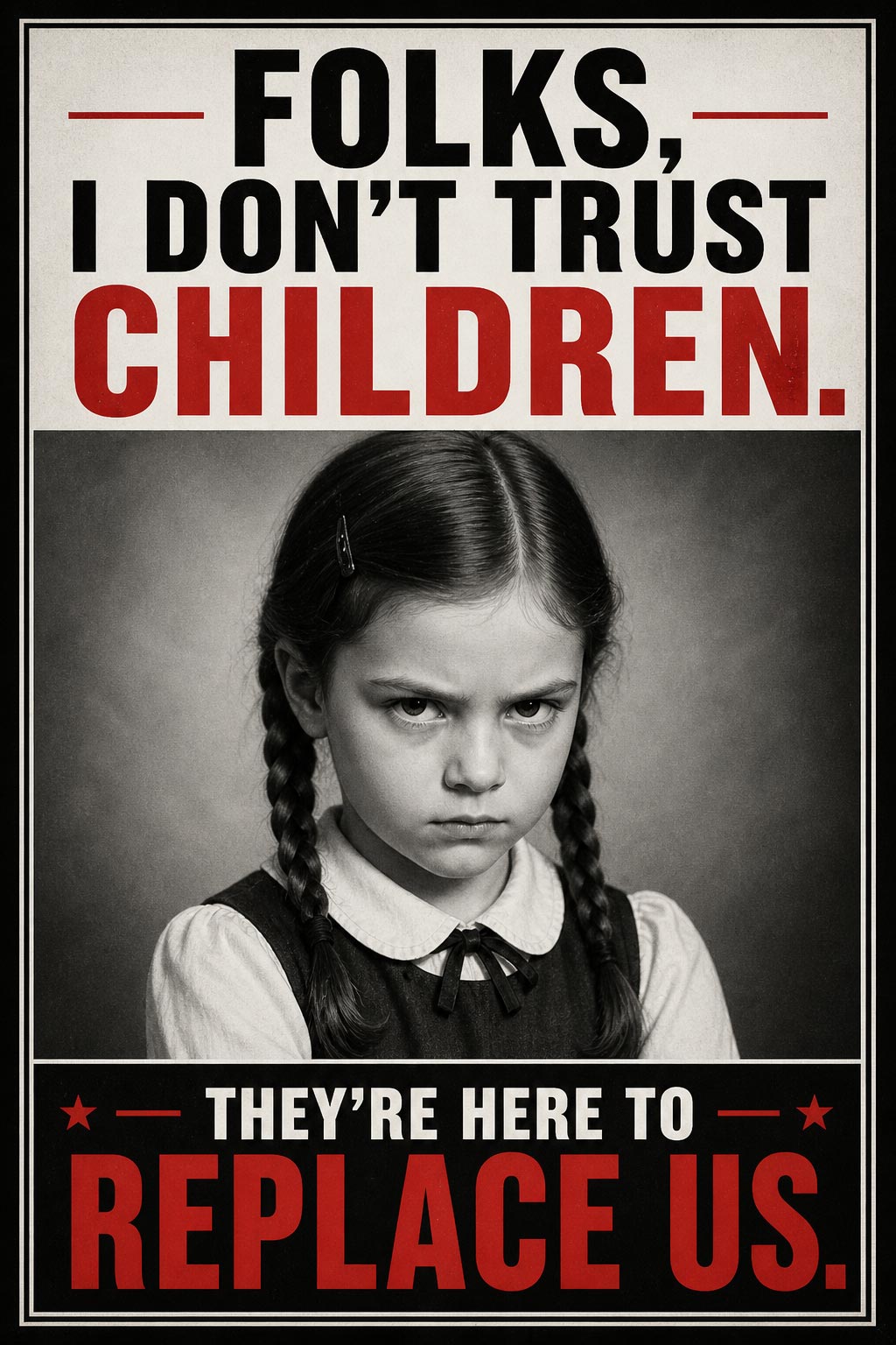 Fun Quotes Poster Folks, I don't trust children they are here to replace us