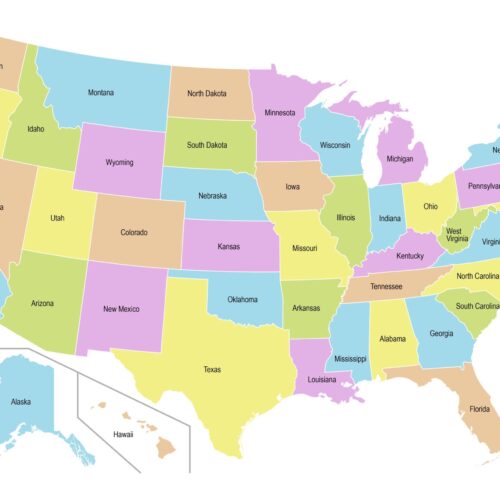 USA map with names