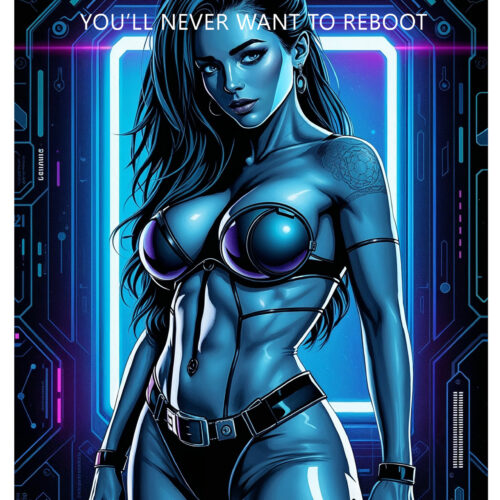 She’s the Final Upgrade – Futuristic Seductress Sci-Fi Poster