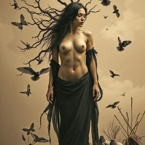 Enchanted Spirit of the Wilderness – Surreal Feminine Nature Wall Art Poster