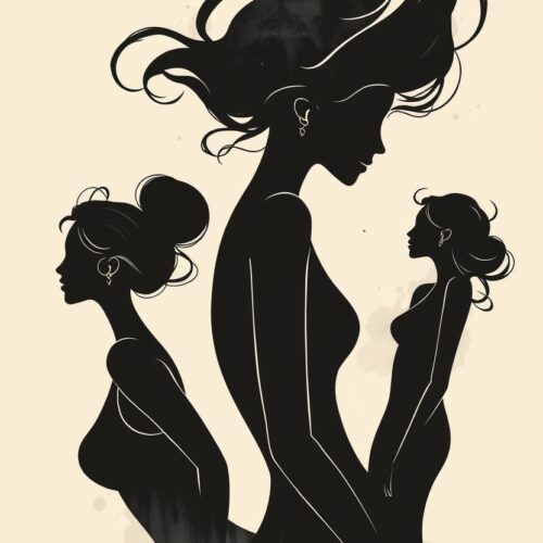 Silent Curve - Elegant Women Silhouettes Art Print - Minimalist Female Form Poster