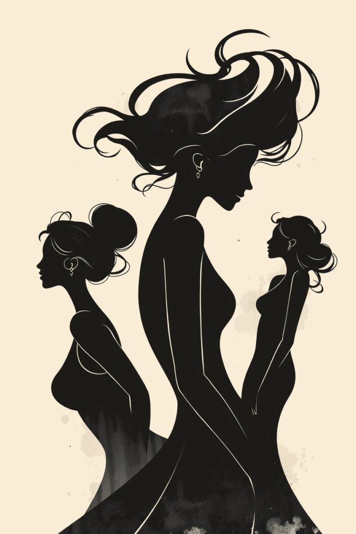Silent Curve - Elegant Women Silhouettes Art Print - Minimalist Female Form Poster