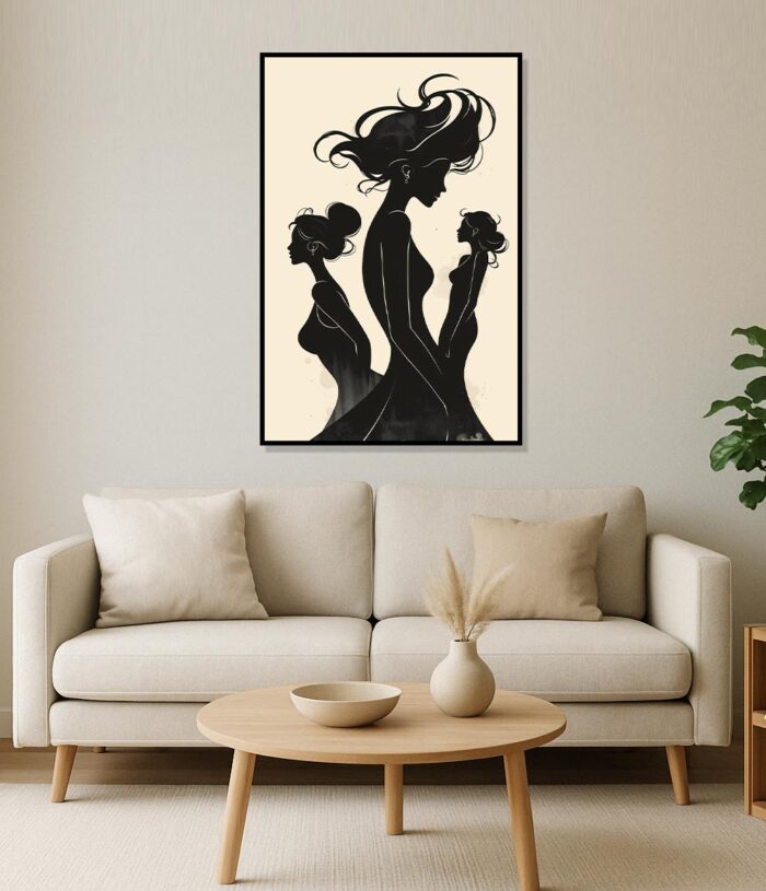 Silent Curve - Elegant Women Silhouettes Art Print - Minimalist Female Form Poster - Image 2