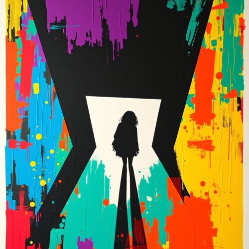 Abstract Colorful Woman Silhouette, Modern Art Print, Wall Decor, Office Decor image