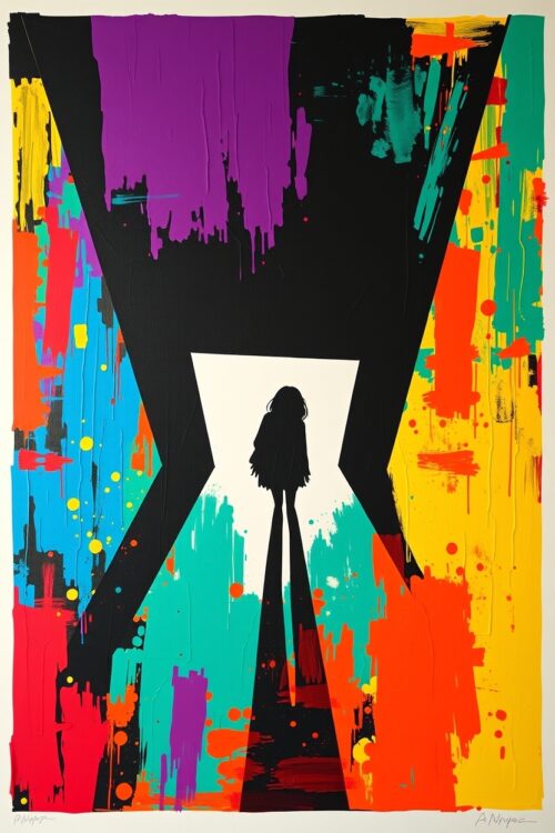 Abstract Colorful Woman Silhouette, Modern Art Print, Wall Decor, Office Decor image