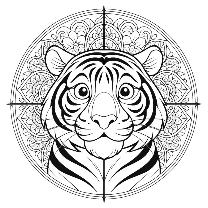 Tiger Mandala Poster, Tiger Face, Animal Art, Mandala Wall Art, Wildlife Poster, Nursery Decor, Kids Room Decor image