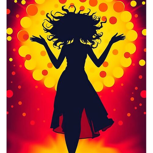 Dancing Woman Silhouette, Wall Art, Poster Print, Home Decor, Woman Silhouette Art, Dance Art, Boho Chic image