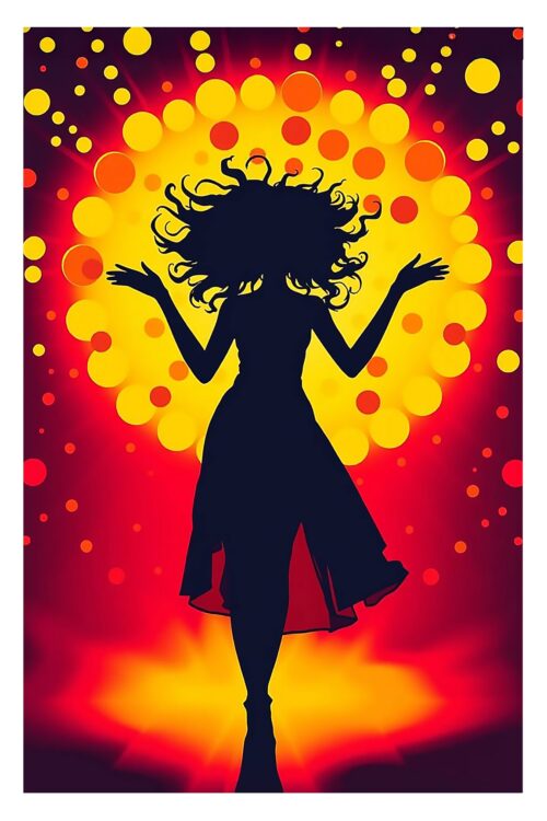 Dancing Woman Silhouette, Wall Art, Poster Print, Home Decor, Woman Silhouette Art, Dance Art, Boho Chic image
