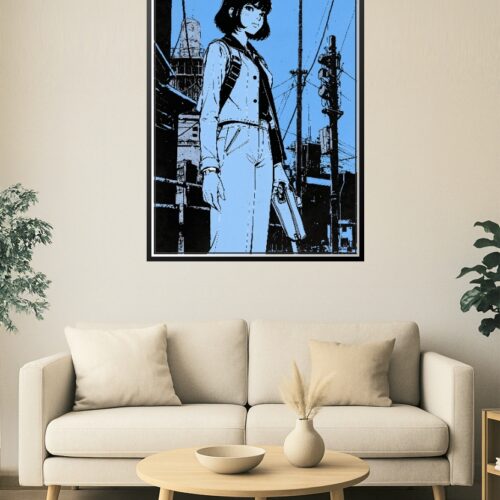 Urban Resolve – Graphic Manga Style Girl in City Poster picture