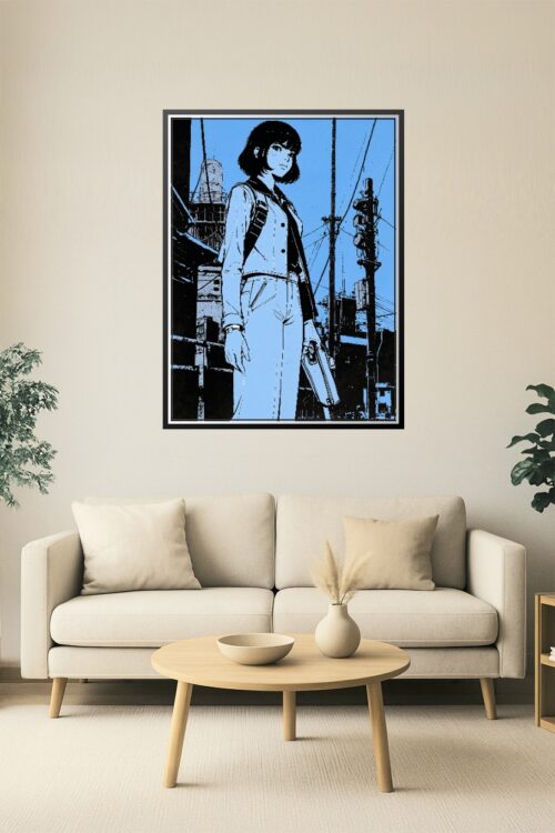 Urban Resolve – Graphic Manga Style Girl in City Poster picture