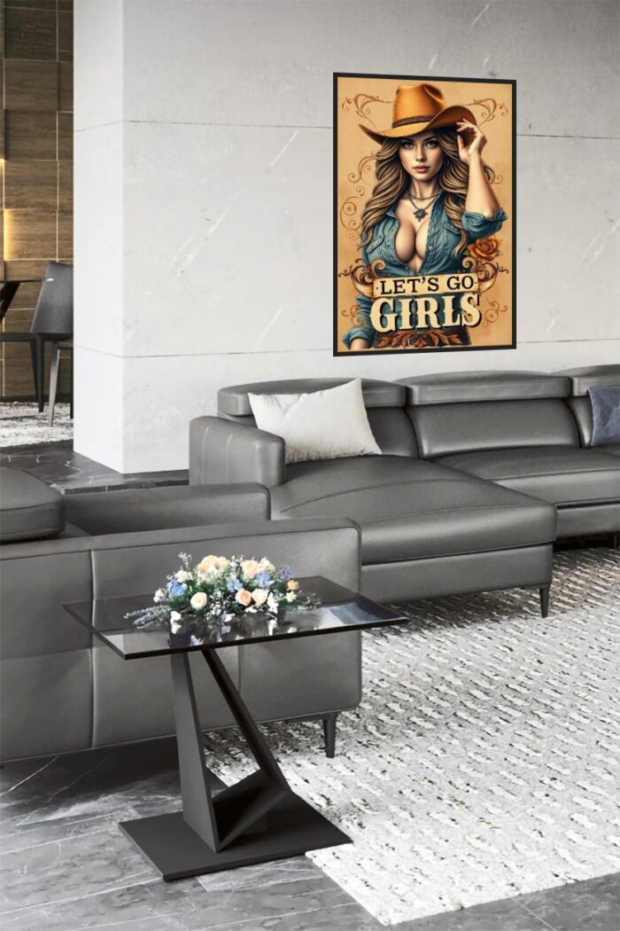 Let's Go Girls Poster – Western Cowgirl Pin-Up Wall Art for Country Fans & Rustic Decor picture